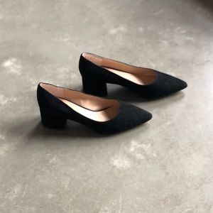 Franco Sarto low block heel pump in black suede 8